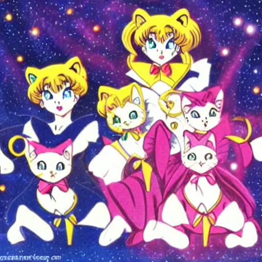 Prompt: three cats from sailor moon