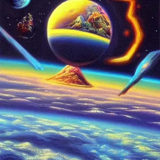 Image similar to surrealism in space by bob ross