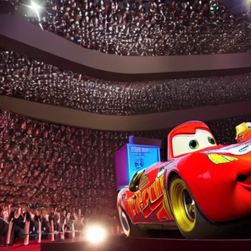 Image similar to photo of lightning mcqueen on stage at the academy awards