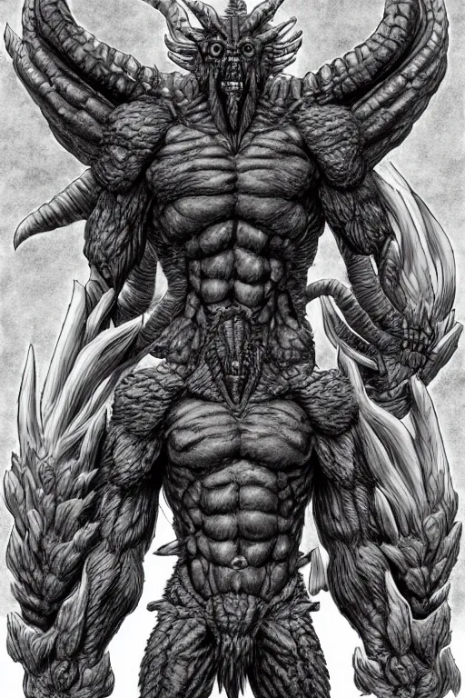 Image similar to humanoid figure beast monster, highly detailed, digital art, sharp focus, trending on art station, kentaro miura manga art style