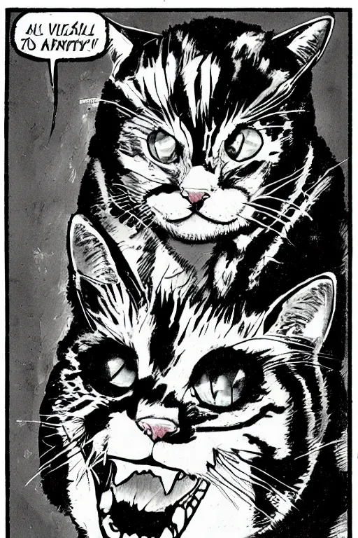 Image similar to Portrait of an evil kitty, comic book