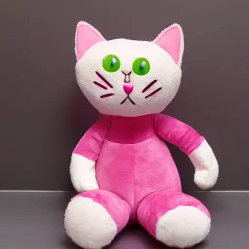 Image similar to a plush toy cat wearing a pink ballerina costume, 4 k