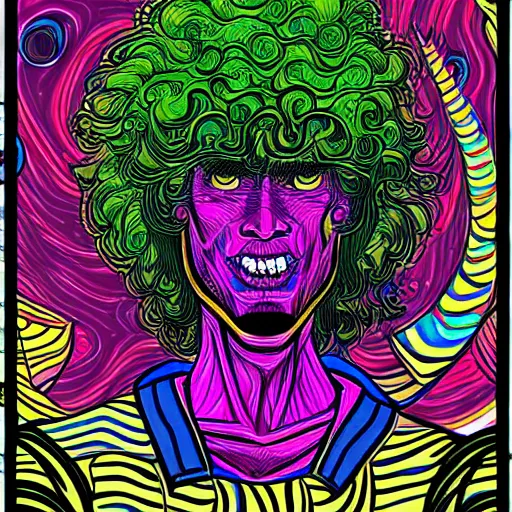 Image similar to a psychedelic young godlike humanoid, hyper detailed, in the style of rutkowski and junji ito and bob ross and lisa frank, selfie