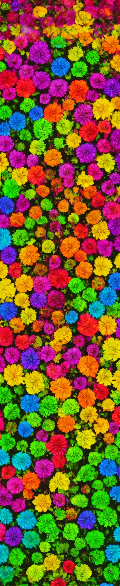 Prompt: vertical macro rainbow flowers