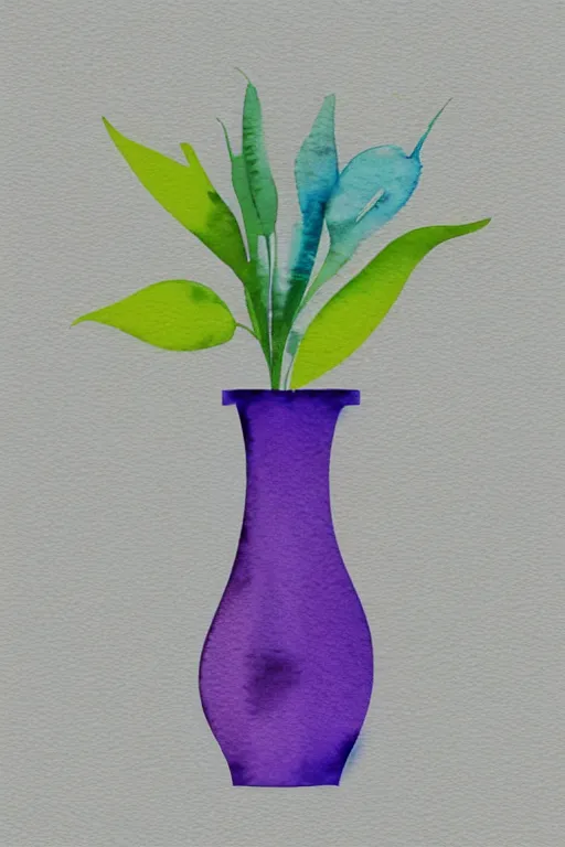 Prompt: minimalist watercolor art of a vase, illustration, vector art