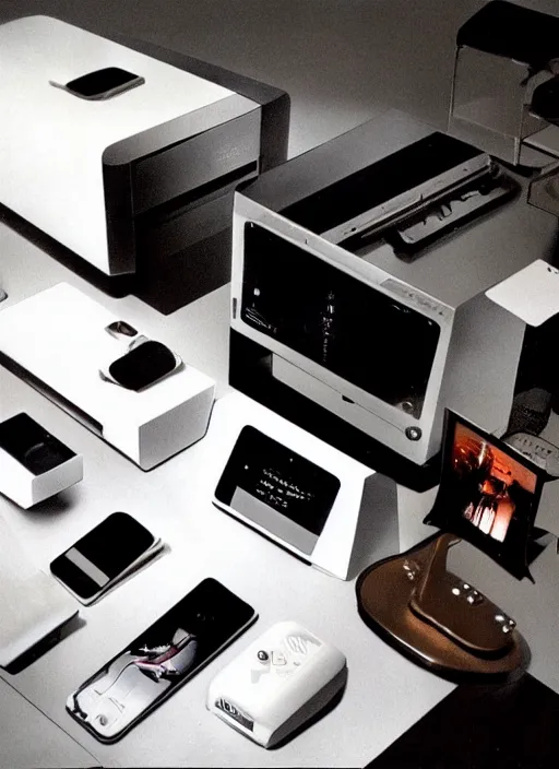 Prompt: electronic gadgets designed by Syd Mead, Jony Ive and Dieter Rams