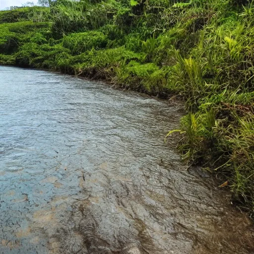 Image similar to photo of where a small river flows into the ocean