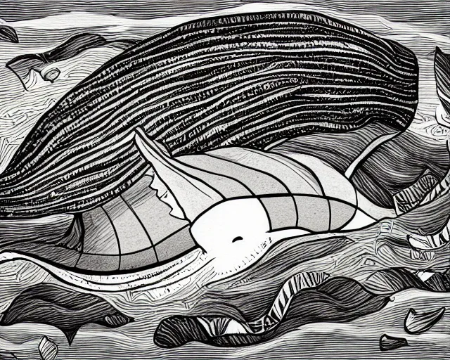 Image similar to A person that lives inside a whale, artistic illustration, very detailed