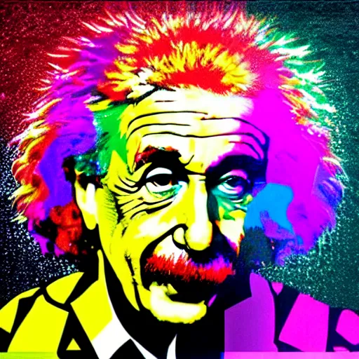 Image similar to rainbow einstein. pop art