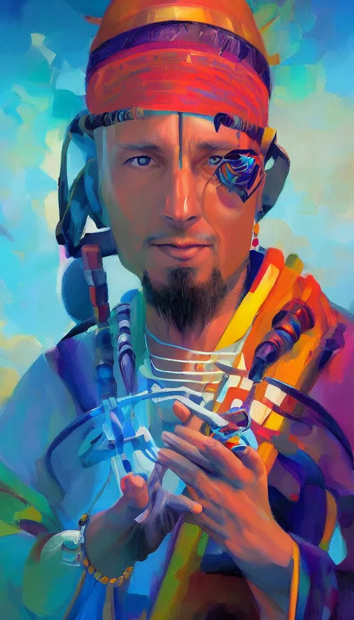 Image similar to portrait of a digital shaman, by rhads