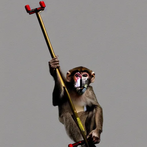 Prompt: a drunk monkey on a pogo stick, digital art,