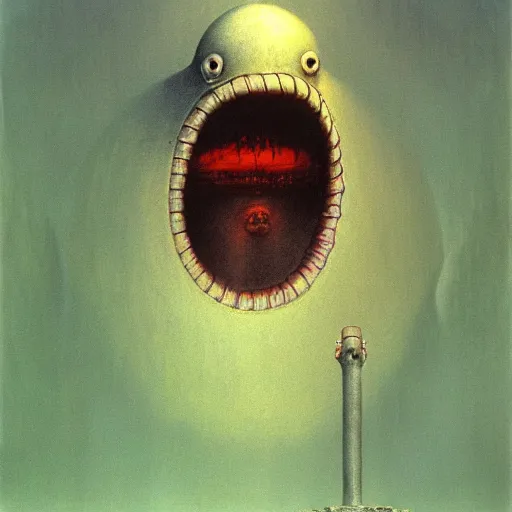 Image similar to sandworm with the face of Joe Biden, by Beksinski