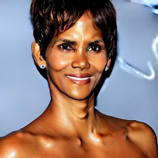 Image similar to halle berry as an anthropomorphic blueberry