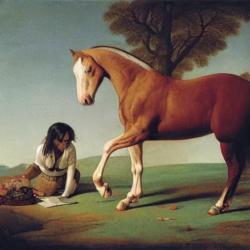 Prompt: offerings for the horse goddess by george stubbs