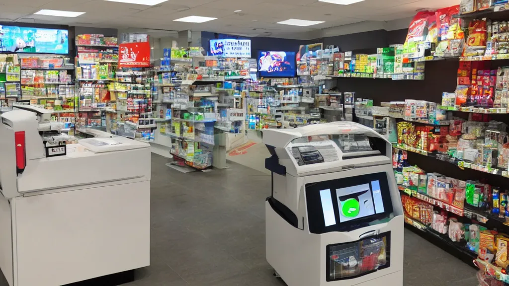 Image similar to origami inequitable convenience store robo - cashier