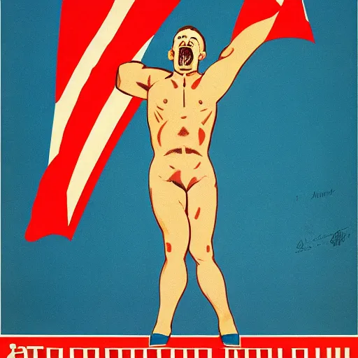 Image similar to winning the national farting contest, soviet propaganda poster art from 1 9 5 0, colored, highly detailed illustration