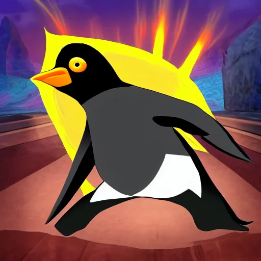 Image similar to penguin in the style of Street Fighter 4