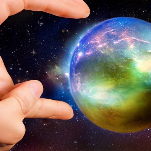 Image similar to the universe in the palm of your hands