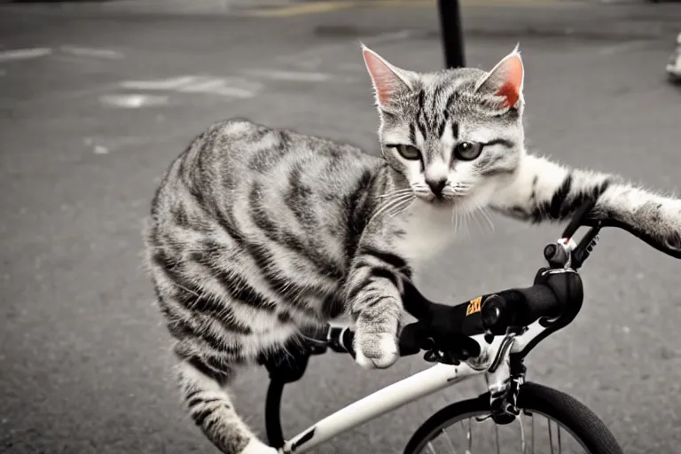 Image similar to cat flying on a bicycle