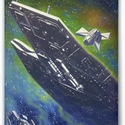 Prompt: star wars spaceship battlecruiser in space preparing for battle by georges lemmen, neo - impressionism, futuristic