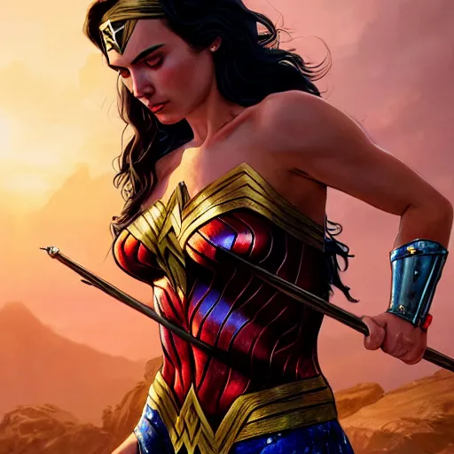 Image similar to highly detailed portrait, wonder woman, in gta v, stephen bliss, unreal engine, fantasy art by greg rutkowski, loish, rhads, ferdinand knab, makoto shinkai and lois van baarle, ilya kuvshinov, rossdraws, tom bagshaw, global illumination, radiant light, detailed and intricate environment