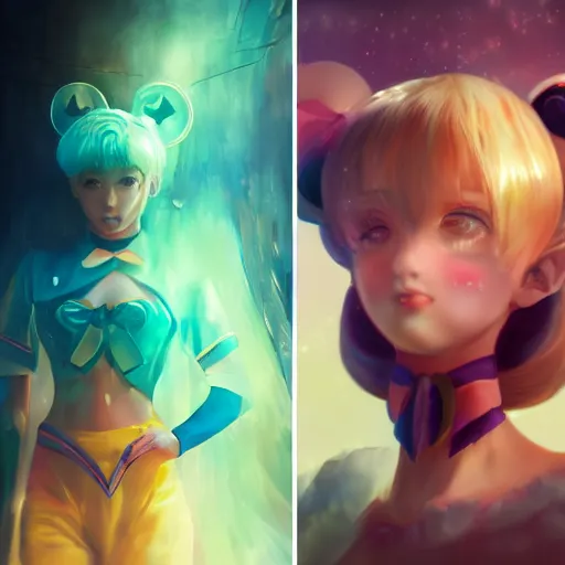 Prompt: A portrait of Sailor Moon, huggy wuggy from poppy playtime video game, fullbody, ultra high detailed, glowing lights, oil painting, Greg Rutkowski, Charlie Bowater, Beeple, unreal 5, DAZ, hyperrealistic, symmetrical, biology, octane render, RPG portrait, dynamic lighting, fantasy art, beautiful face