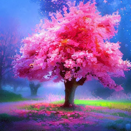 Image similar to Beautiful cherry-tree, digital art, magnificent, painting, soft lighting by Patrick Faulwatter, Andrée Wallin, Sylvain Sarrailh