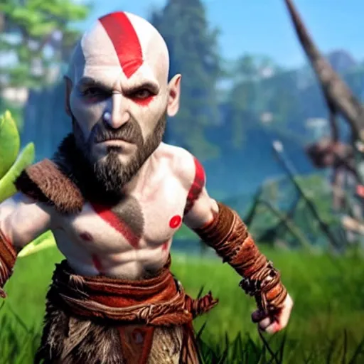 Image similar to cute and marketable god of war mascot