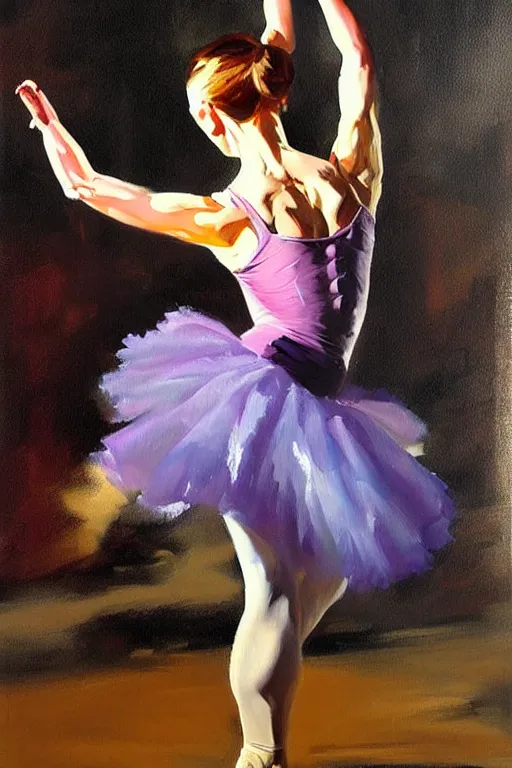 Prompt: beautiful oil painting of walter white as a ballerina by by greg manchess