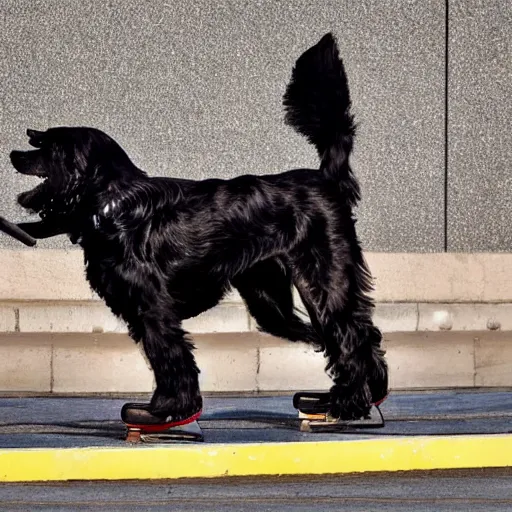 Prompt: a maltese black dog wearing ice skates