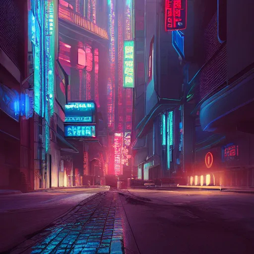 Prompt: cyberpunk street at nighttime, intricate artwork by Tooth Wu and wlop and beeple, octane render, hyper realism, 8k