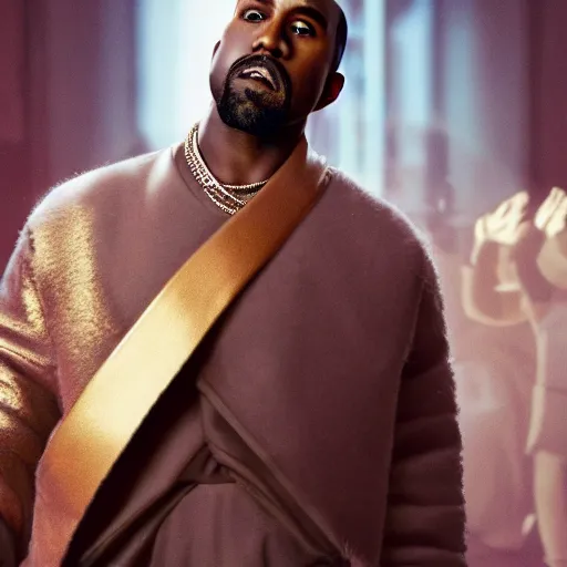 Prompt: Portrait of Kanye West as emperor napoleon, splash art, cinematic lighting, dramatic, octane render, long lens, shallow depth of field, bokeh, anamorphic lens flare, 8k, hyper detailed, 35mm film grain