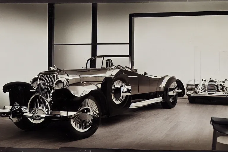 Prompt: duesenberg model sj concept, inside of a minimalist Tokyo garage, ektachrome photograph, volumetric lighting, f8 aperture, cinematic Eastman 5384 film