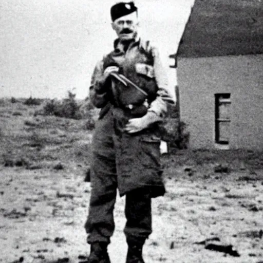 Image similar to Walter white as a soldier in ww2, grainy photo