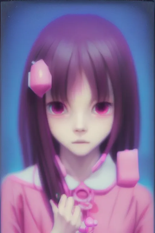 Prompt: 3d dark polaroid octane render portrait of beauty anime schoolgirls under dark pink and blue water. cute face. dramatic light, pastel colours, trending on artstation, art by hiro kiyohara and hayao miyazaki oil painting.