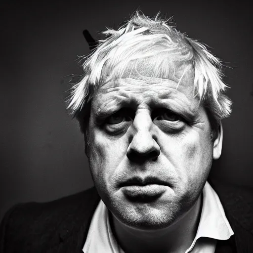 Image similar to Boris Johnson as Hannibal Lecter, morbid, evil, dark photography, realistic, candid street portrait in the style of Rehahn award winning, Sony a7R,