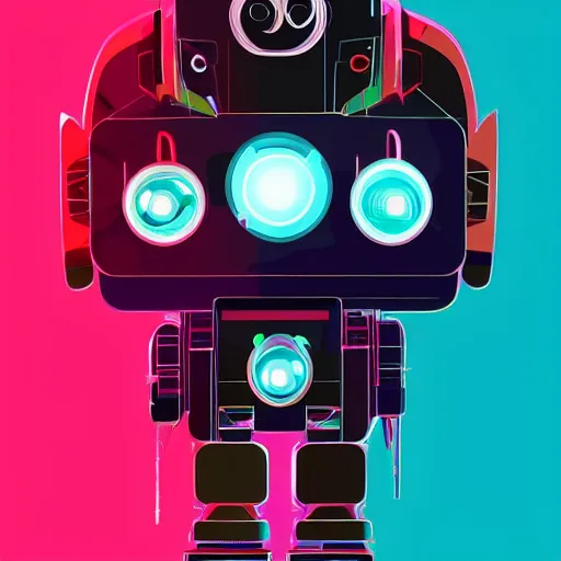 Prompt: cute!! centered robot futuristic centered vibrant concept art by artstation vector ( liam brazier )