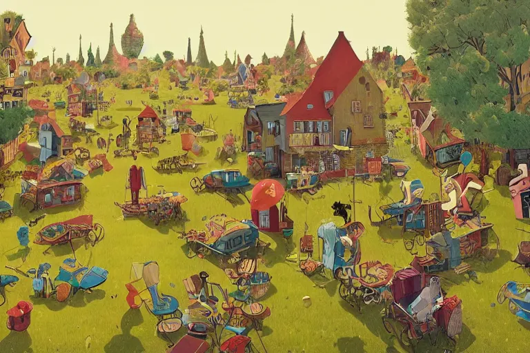 Image similar to a bachelors party, summer morning, very coherent and colorful high contrast, art by gediminas pranckevicius, geof darrow, dark shadows, hard lighting