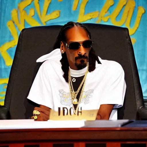 Prompt: snoop dogg as an english judge