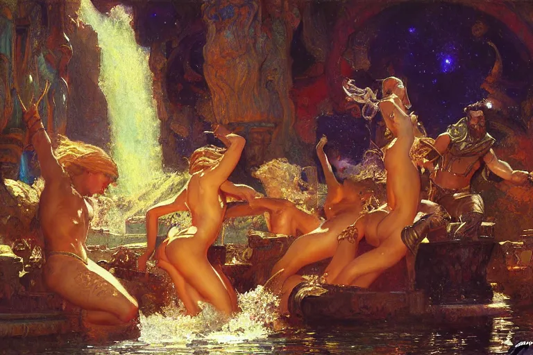 Image similar to atlantis, painting by gaston bussiere, craig mullins, j. c. leyendecker, tom of finland