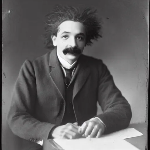 Prompt: portrait of Young Albert Einstein, in 1905