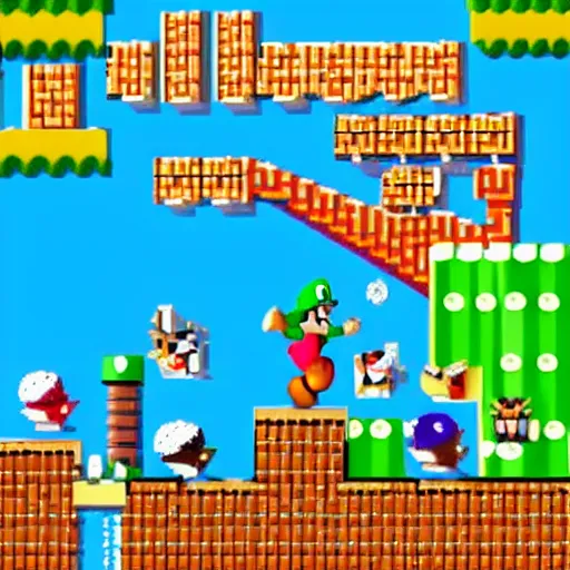 Image similar to a mix of Super Mario Bros and JesusChrist