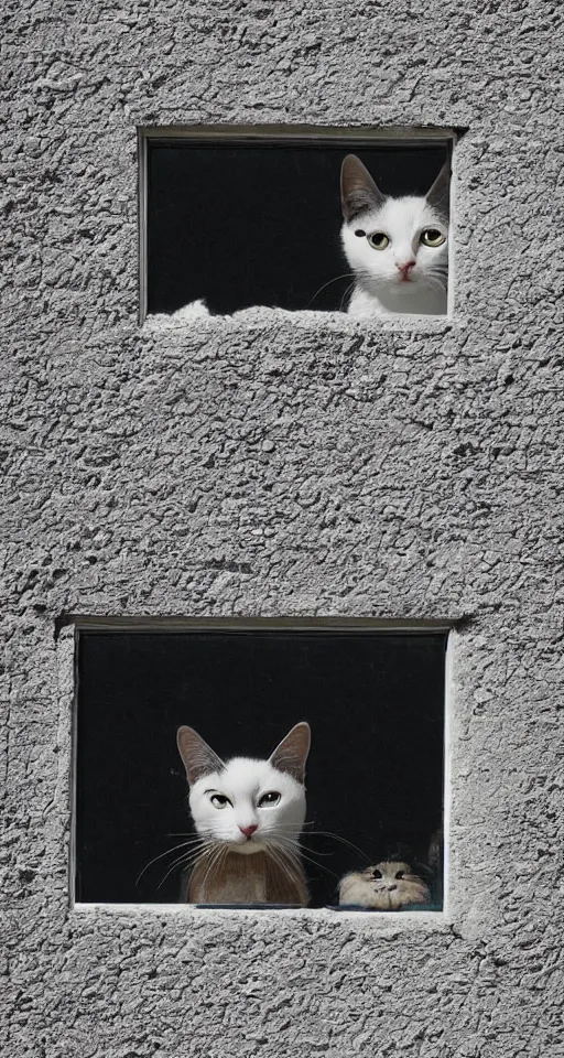 Prompt: cat watching a martian landscape from inside a window, photo