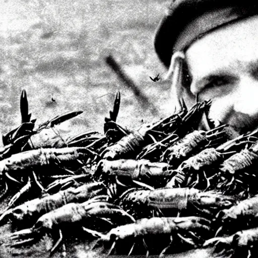 Image similar to crawdads with guns invading nazi germany