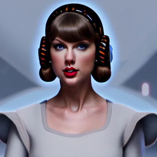 Image similar to Portrait of Taylor Swift as Princess Leia in Star Wars, professional digital painting, smooth, sharp focus, Unreal Engine 5, 8K