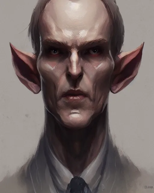 Image similar to character portrait of a slender half - elven man, by greg rutkowski, mark brookes trending on artstation