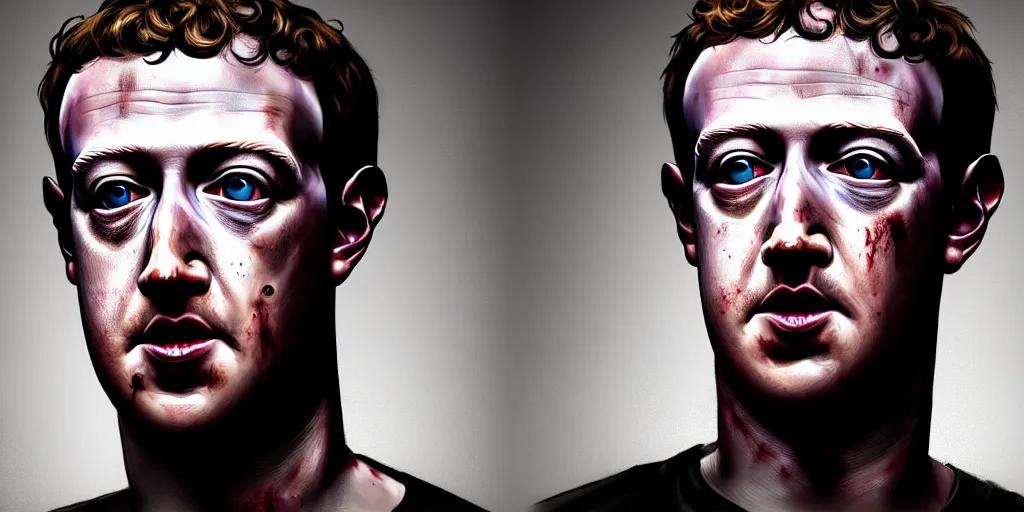 Image similar to mark zuckerberg as Zombie Walking Dead, trending on artstation, high quality, highly detailed