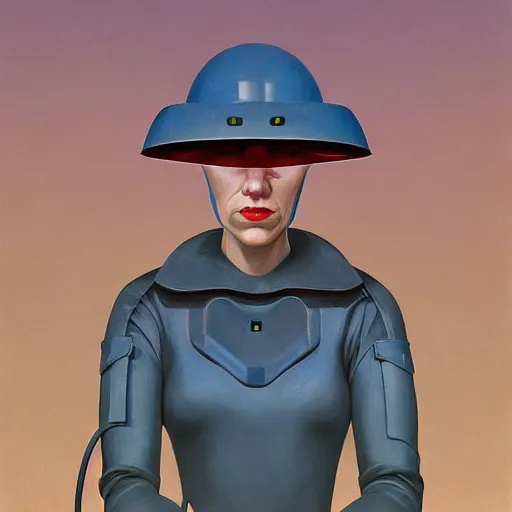 Image similar to Portrait of woman engineer with helmet, very coherent, painted by Edward Hopper, Wayne Barlowe, painted by James Gilleard, airbrush, art by JamesJean