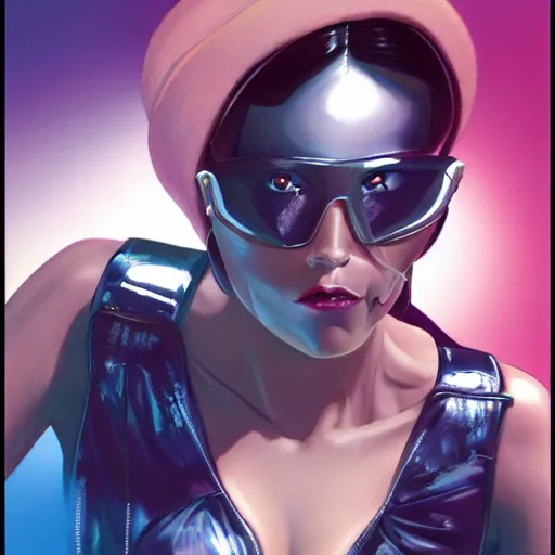 Image similar to detailed face of a woman, cool skydome, fresh atmosphere, ambient, rick guidice, syd mead, artgerm, hajime sorayama