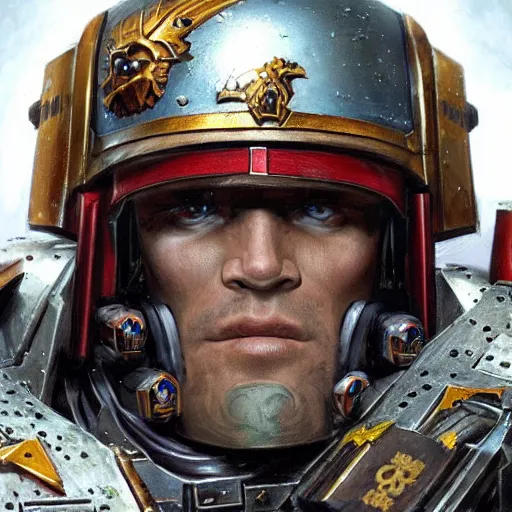 Image similar to PewDiePie as a space marine Primarch, warhammer 40k, closeup character portrait art by Donato Giancola, Craig Mullins, digital art, trending on artstation
